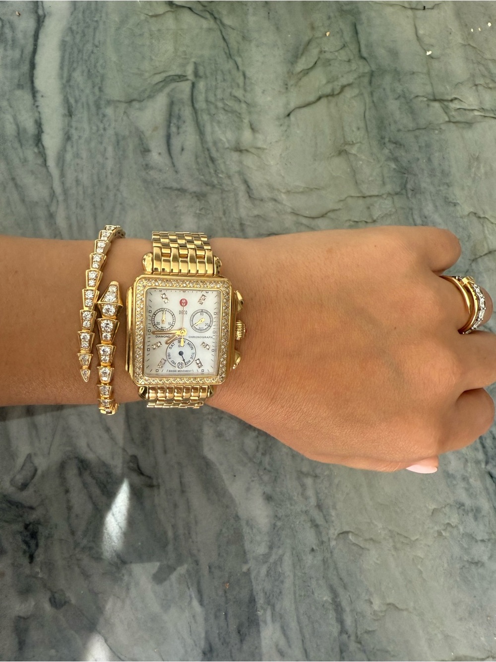 Michele 18K Yellow Gold with Diamonds Art Deco - Picture 1 of 12